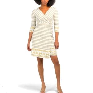 J. McLaughlin Chain Print Catalina Cloth Brea dress In White/Gold Size M- NWOT